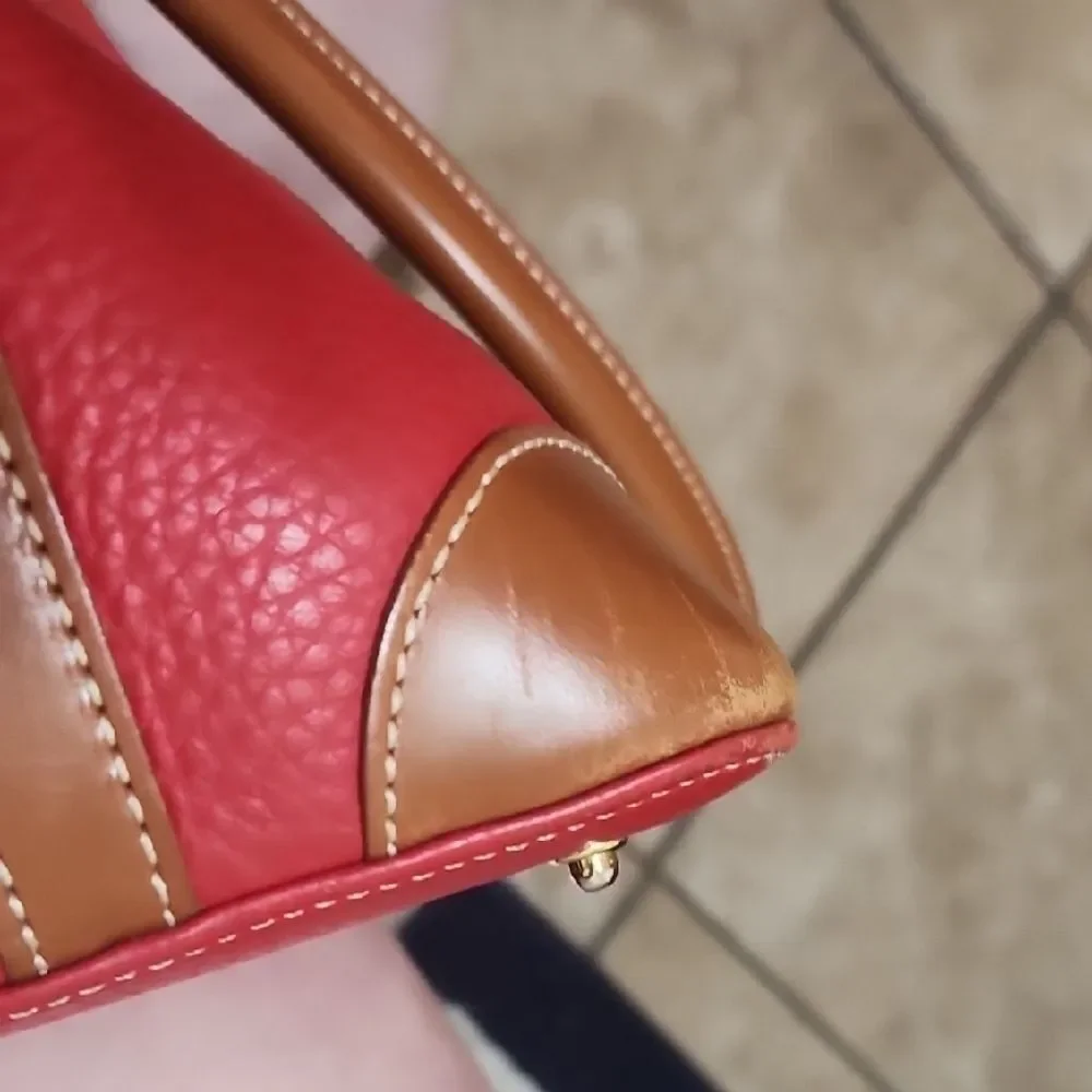 DOONEY and BOURKE Red and Tan Leather Handbag